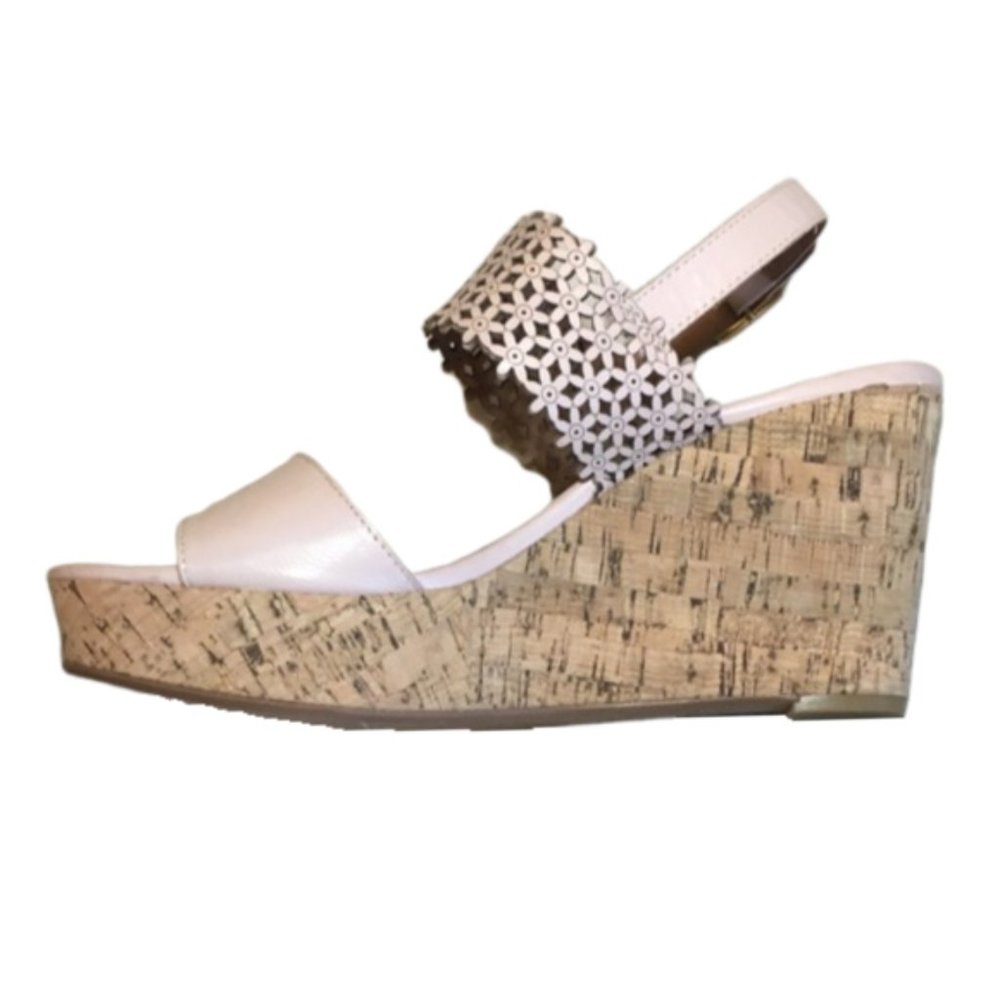 Caslon Blush Pink Floral Laser-Cut Cork Wedge Sandals - Picture 4 of 7